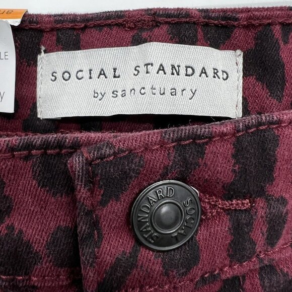 NEW Social Standard by Sanctuary Women Ankle Jean 12 Slim Mid Rise Cheetah Print - Picture 9 of 14